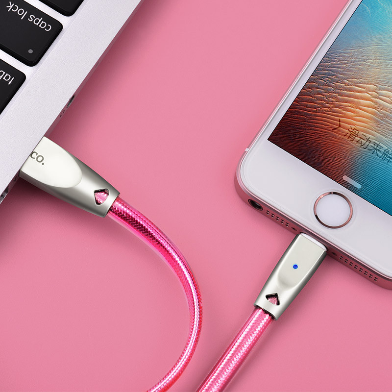 Hoco U9 Zinc Alloy Jelly Knitted Lightning Charging Cable（L=1.2)