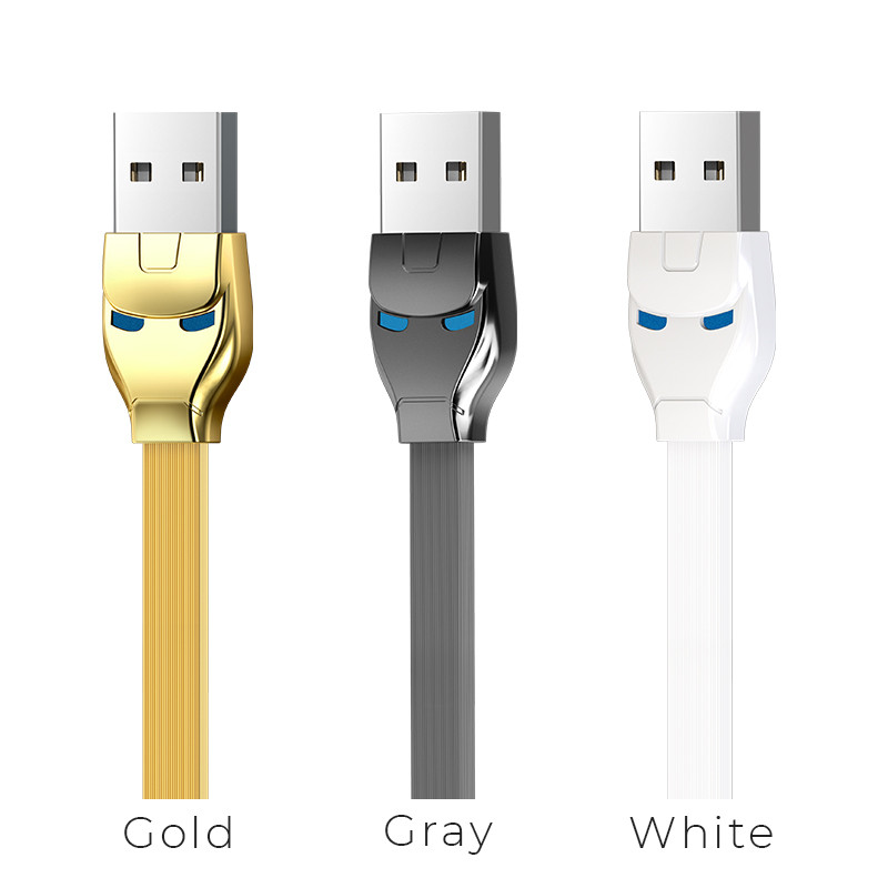 Hoco U14 Steel man one pull three charging cable, lightning +micro+Type-c