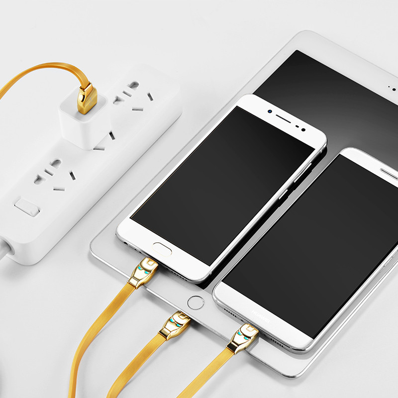 Hoco U14 Steel man one pull three charging cable, lightning +micro+Type-c