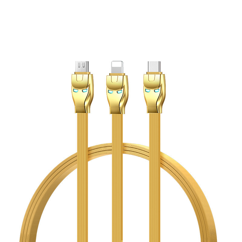 Hoco U14 Steel man one pull three charging cable, lightning +micro+Type-c