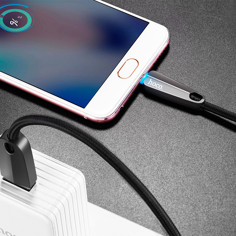 Hoco U35 Space shuttle smart power off micro charging data cable（L=1.2)