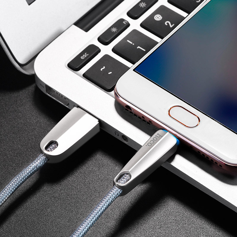 Hoco U35 Space shuttle smart power off micro charging data cable（L=1.2)