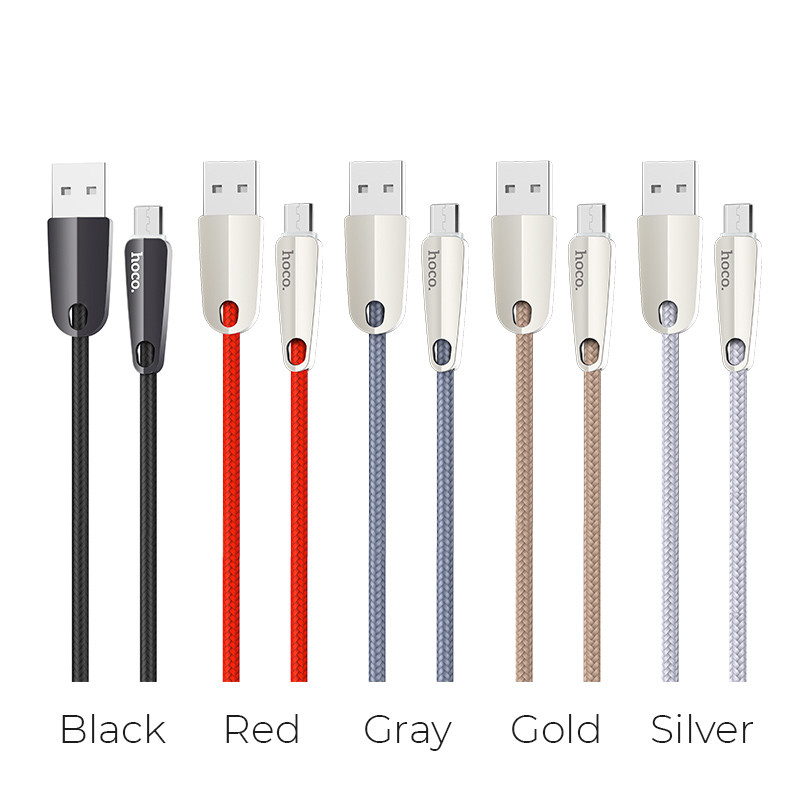 Hoco U35 Space shuttle smart power off micro charging data cable（L=1.2)