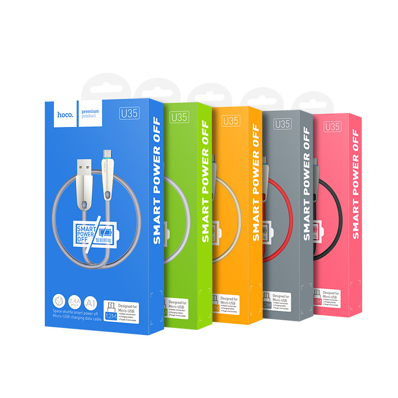 Hoco U35 Space shuttle smart power off micro charging data cable（L=1.2)